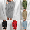 Women Autumn Winter Turtleneck Sweater Dress Long Sleeve Round Neck Knit Dress