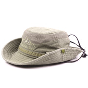 Summer Unisex Outdoor Wide Brim Cotton Fisherman Hat with Drawstring