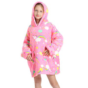 Oversized Blanket Hoodie Wearable Hooded Pullover with Pockets for Kids Aged 5-15